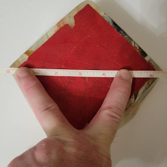 Vintage MCM Carved Polished Onyx Marble Natural Stone Ashtray 6.5" × 6.5" - Picture 10 of 10